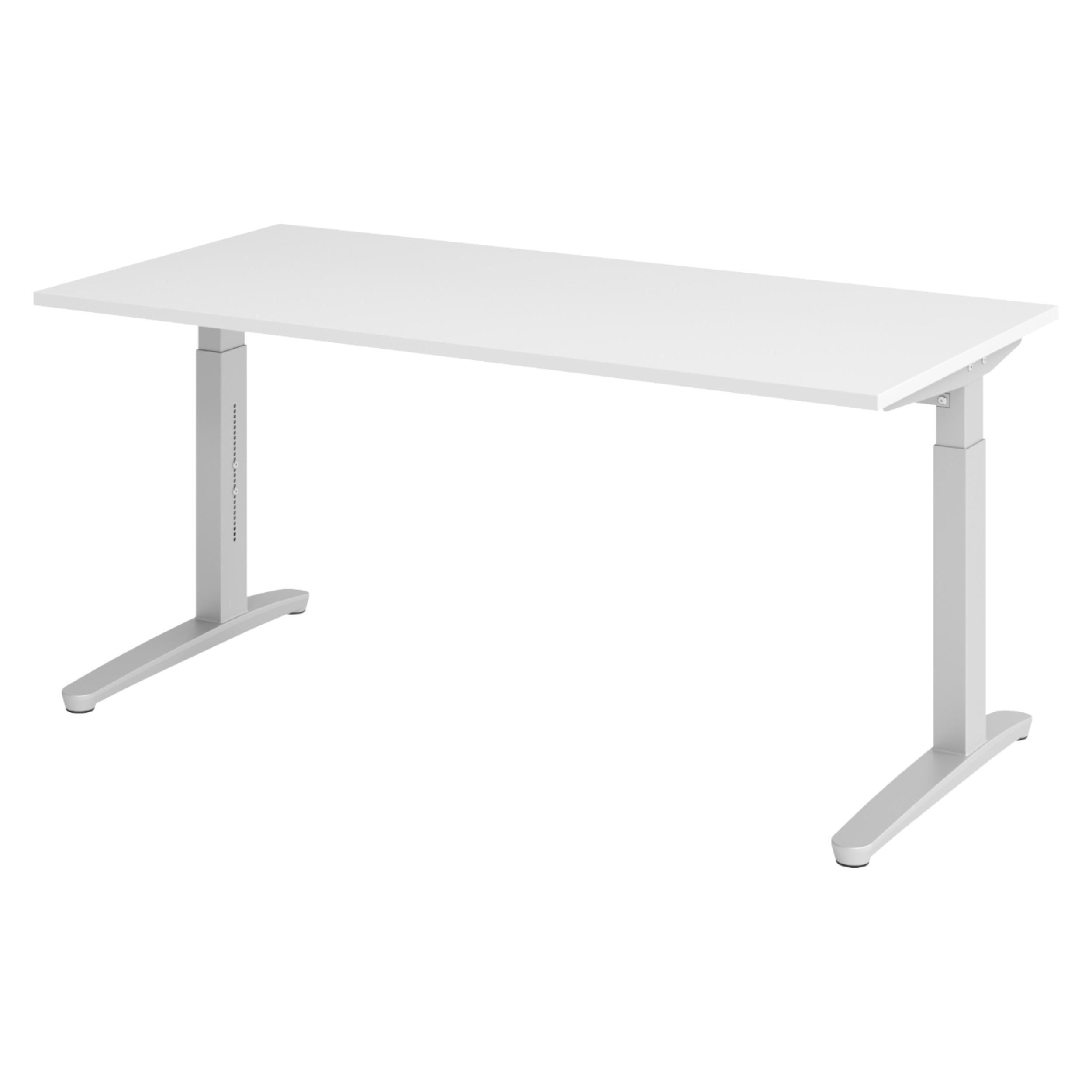 SCHREIBTISCH Serie-XB 80/160/74 cm in Weiß/Silberfarben - Silberfarben/Weiß, Holzwerkstoff (80/160/74cm) - bümö