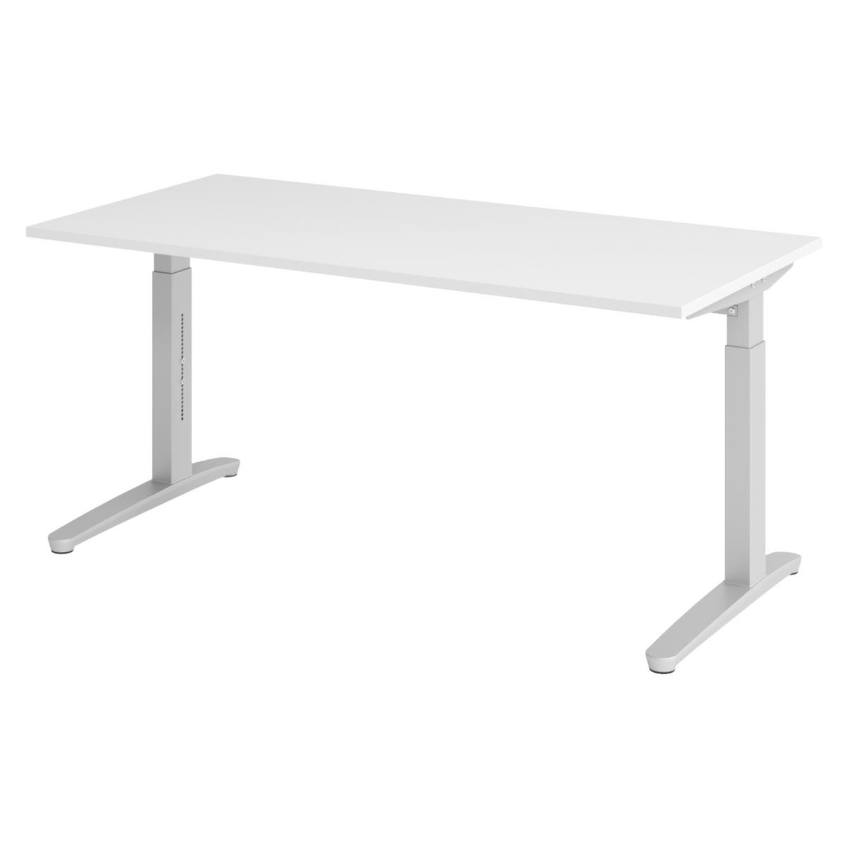 SCHREIBTISCH Serie-XB 80/160/74 cm in Weiß/Silberfarben - Silberfarben/Weiß, Holzwerkstoff (80/160/74cm) - bümö