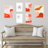 POSTER Set Mit 6 Abstrakte Farben Orange Rot Weiß Formen A3 & A4 Weißer Rahmen - Weiß, Papier (29/3cm) - Nacnic