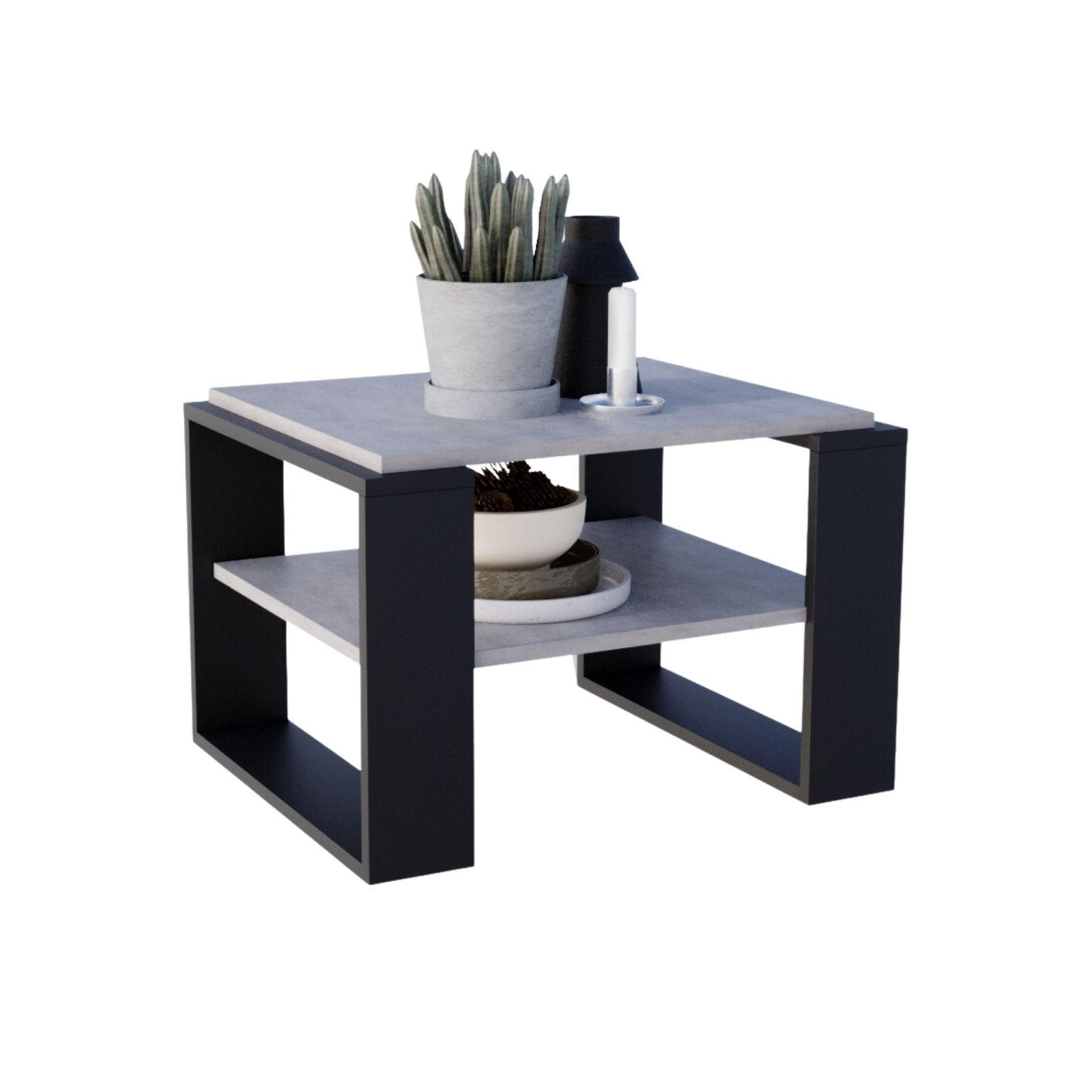 COUCHTISCH Holzwerkstoff rechteckig stabil Grau 44/54/63cm - Schwarz/Grau, Holzwerkstoff (54/63/44cm) - CraftPAK