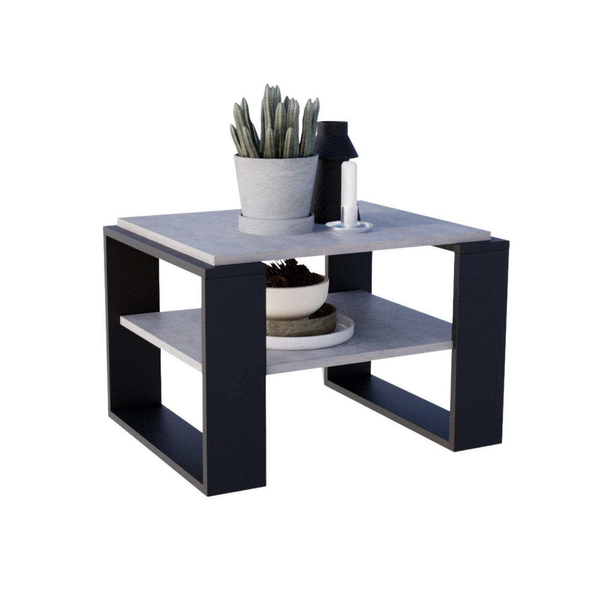 COUCHTISCH Holzwerkstoff rechteckig stabil Grau 44/54/63cm - Schwarz/Grau, Holzwerkstoff (54/63/44cm) - CraftPAK