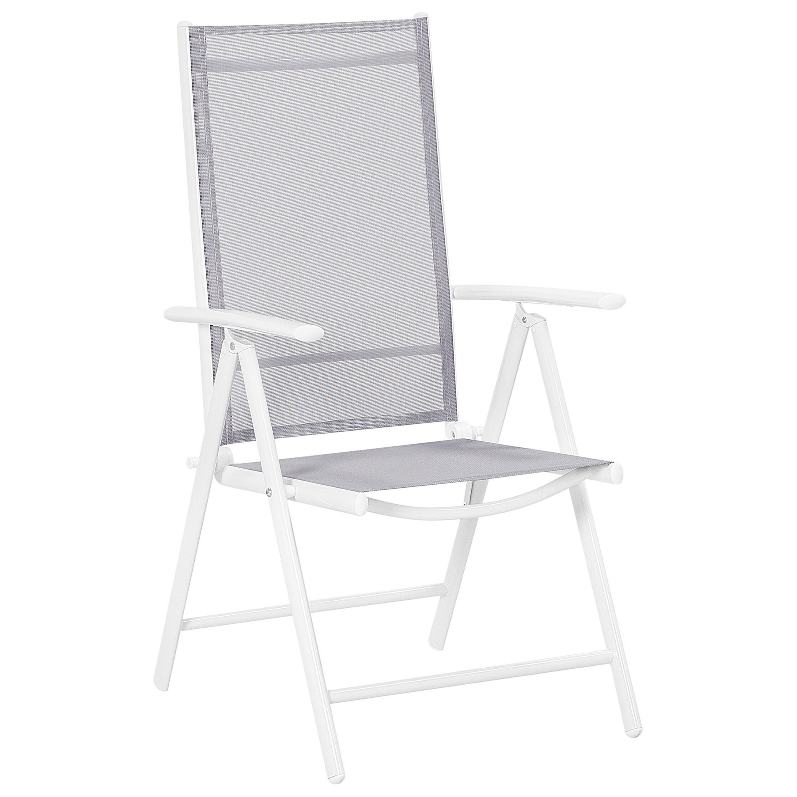GARTENMÖBEL SET 6-Sitzer Aluminium grau Catania - Weiß/Grau, Metall - Beliani