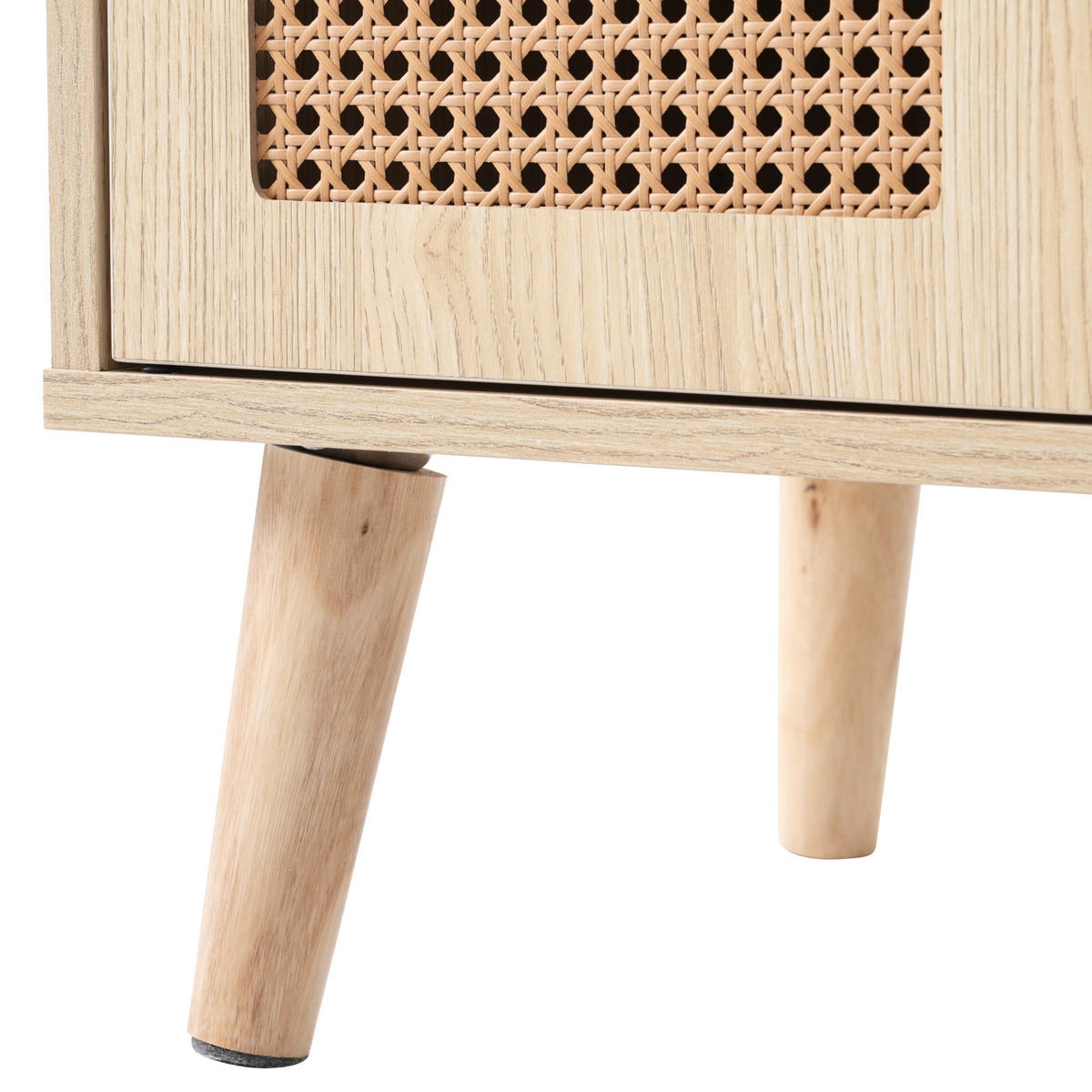 HIGHBOARD DE-38238 60/40/101 cm mit 2 Rattantüren und 1 Schublade Eiche - Eichefarben, Holzwerkstoff (60/101/40cm) - ComfortXL