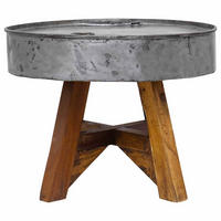 COUCHTISCH Gemischtes Altholz 60x45 cm Silbern - Braun, Metall (60/60/45cm) - furnicato