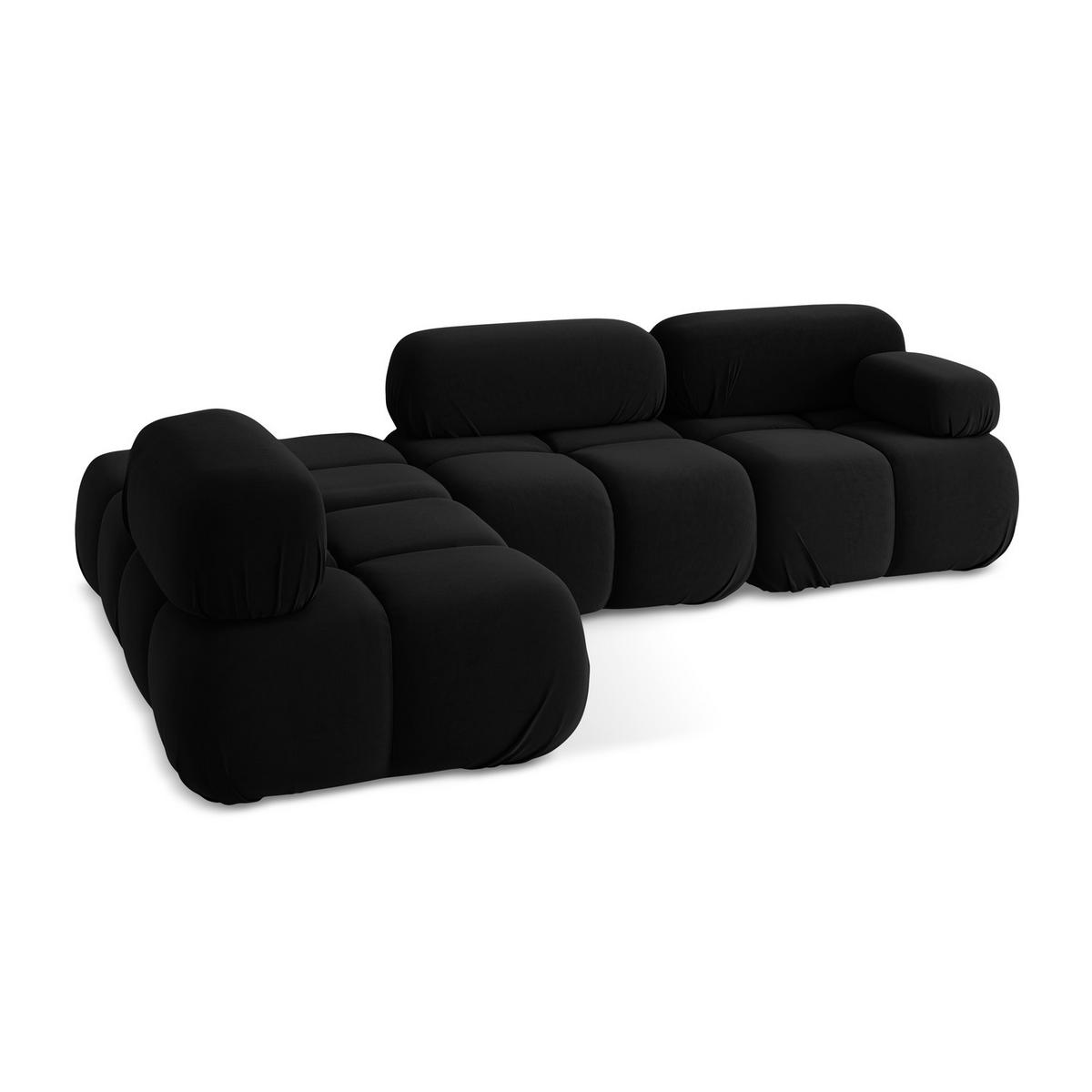 ECKSOFA Links Samt Stoff Schwarz - Schwarz/Orange, Kunststoff/Textil (190/285cm) - LaMiaSofa
