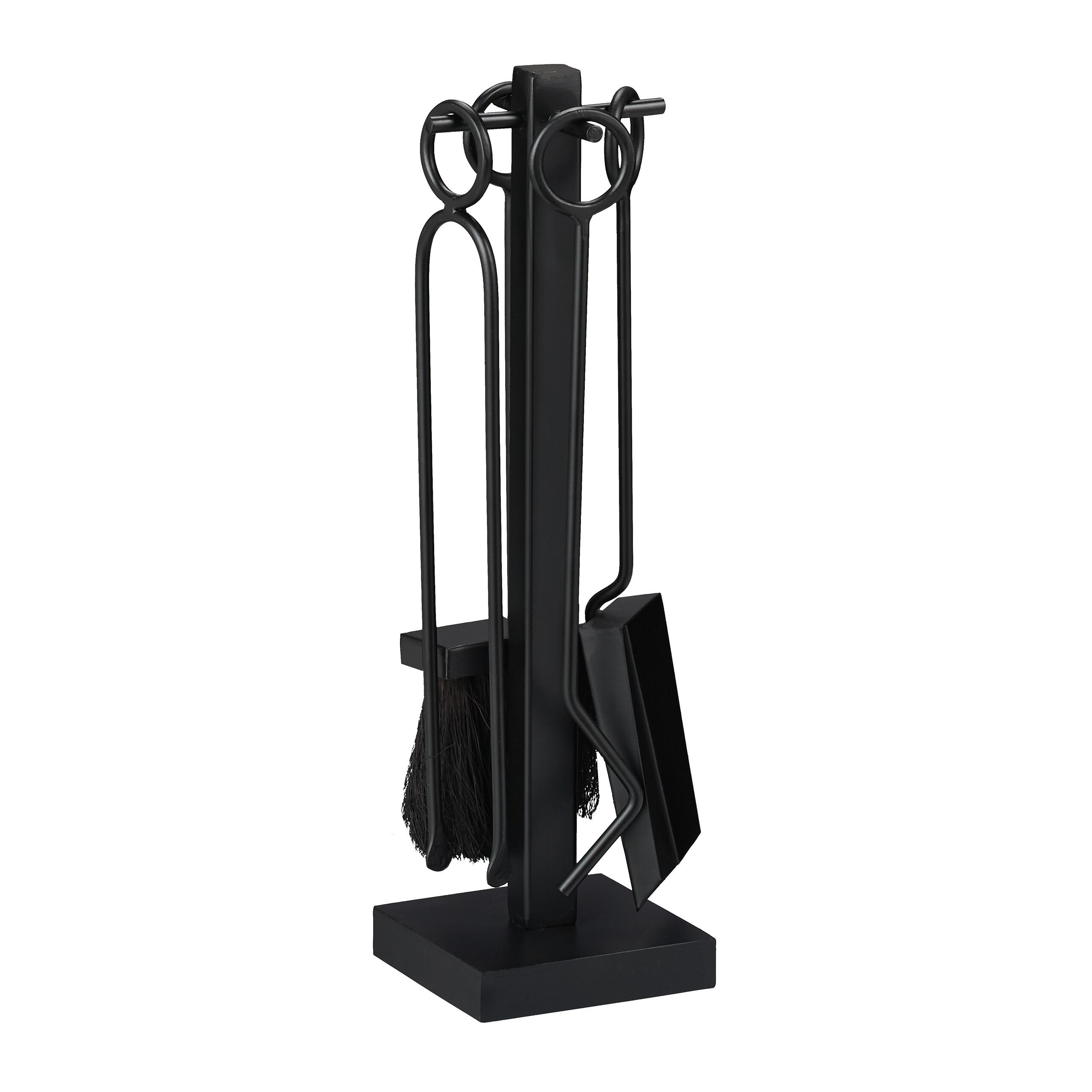 SET Negru 5-piese pentru semineu fier cu suport 40,5 cm