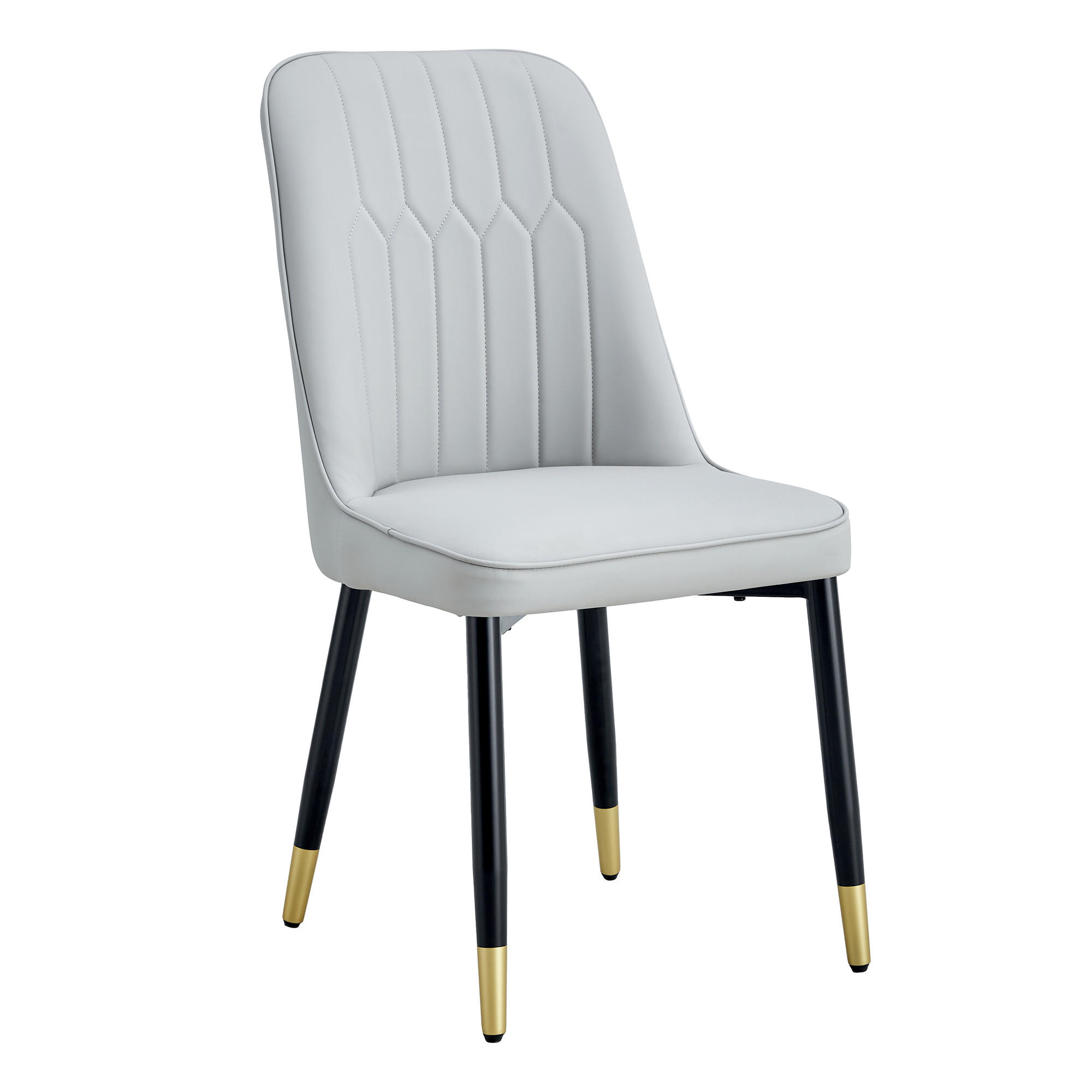 STUHL-SET DE-36511 2 Stück mit PU-Bezug und Metallbeinen Hellgrau - Hellgrau, Metall (41.5/89/43cm) - ComfortXL