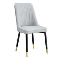 STUHL-SET DE-36511 2 Stück mit PU-Bezug und Metallbeinen Hellgrau - Hellgrau, Metall (41.5/89/43cm) - ComfortXL