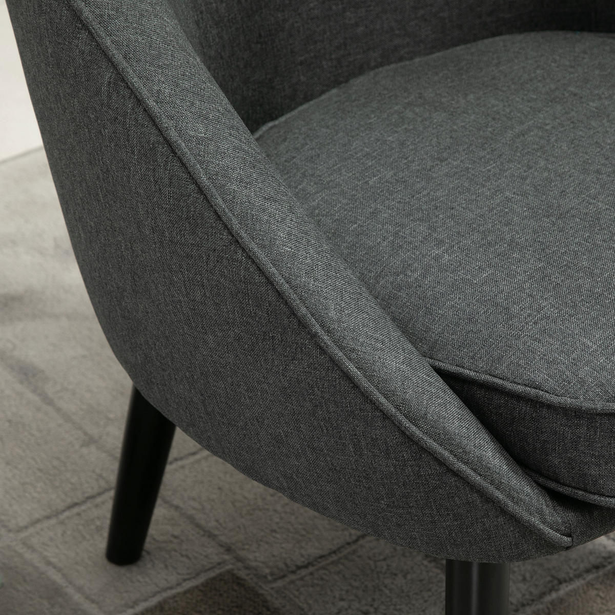 WOHNZIMMERSTUHL Polsterstuhl Sessel Wohnzimmer modern Polyester Holz Grau - Grau, Kunststoff (65/75/71cm) - HOMCOM
