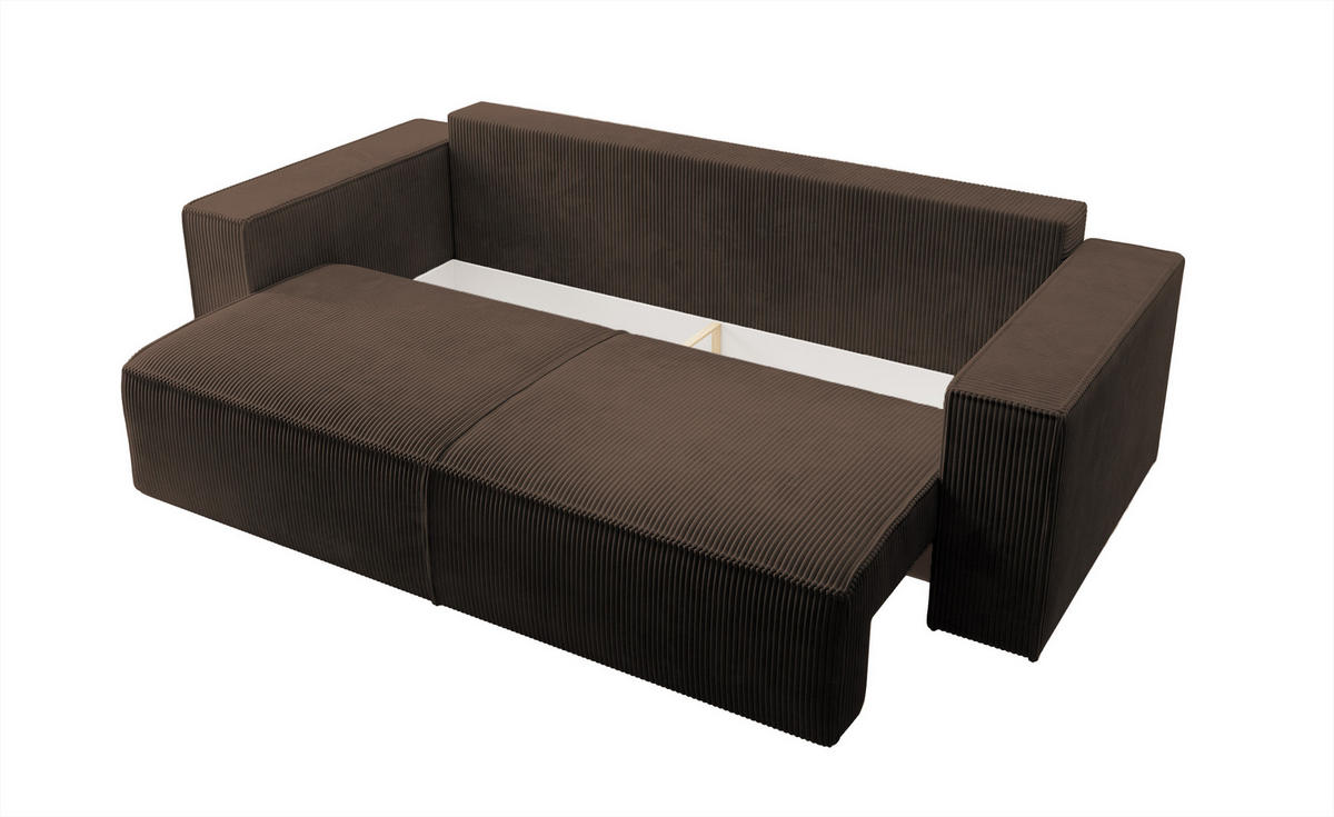 SCHLAFSOFA Farese Braun Cordbezug - Schwarz/Braun, Kunststoff/Textil (257/85/102cm) - Selsey