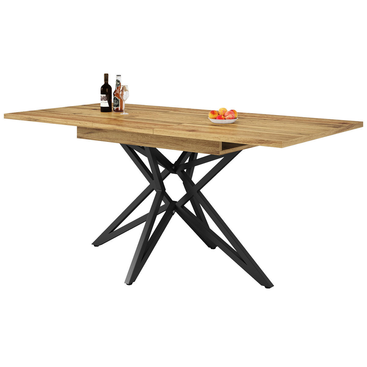 ESSTISCH Ausziehbar 120–160 cm mit Eisenbeinen Walnuss - Walnussfarben, Holz (160/80/76cm) - Kaket