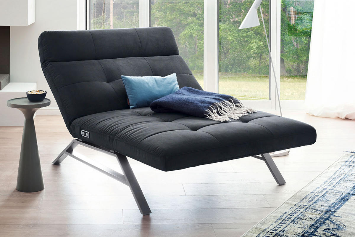 LIEGE AMERIVA Schwarz Velvet - Silberfarben/Schwarz, Textil (120/110/158cm) - KAWOLA