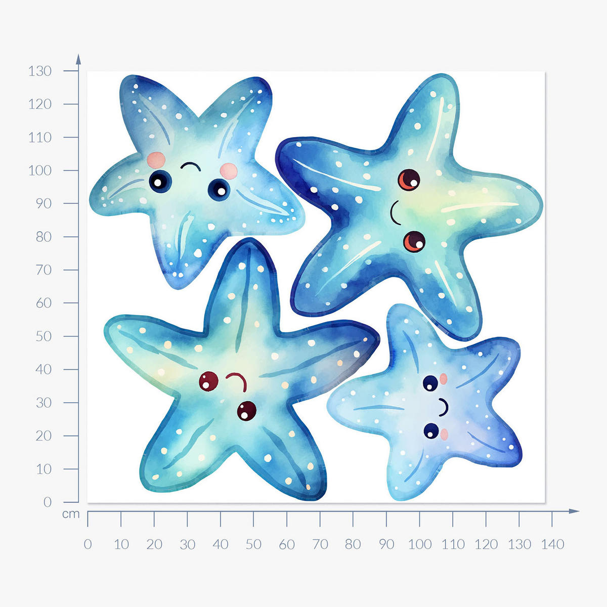 WANDAUFKLEBER 130x138cm - Niedlicher Seestern - Multicolor, Kunststoff (130/138/0.1cm) - Wallfluent