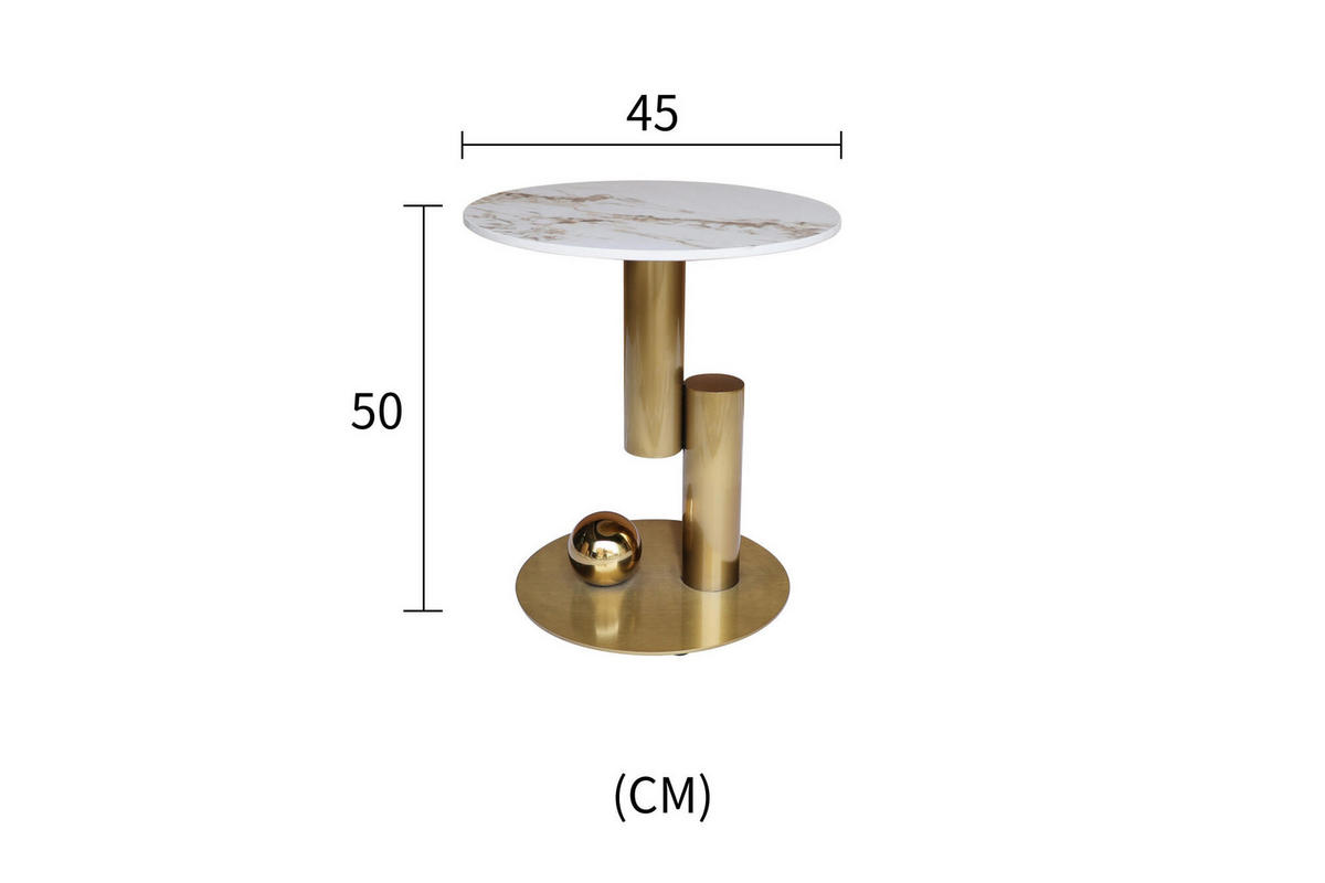 BEISTELLTISCH MODIG Weiß 45x45x50 cm - Weiß, Stein (45/45/50cm) - FURNLUX