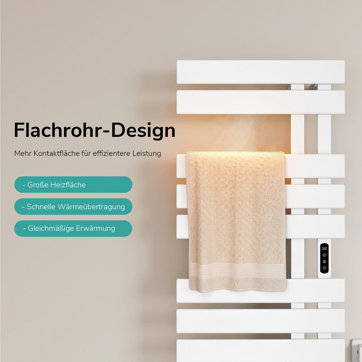 HEIZKÖRPER Elektrisch WLAN Thermostat Kabelanschluss rechts Weiß 100/50 cm - Weiß, Metall (50/100/11cm) - EMKE
