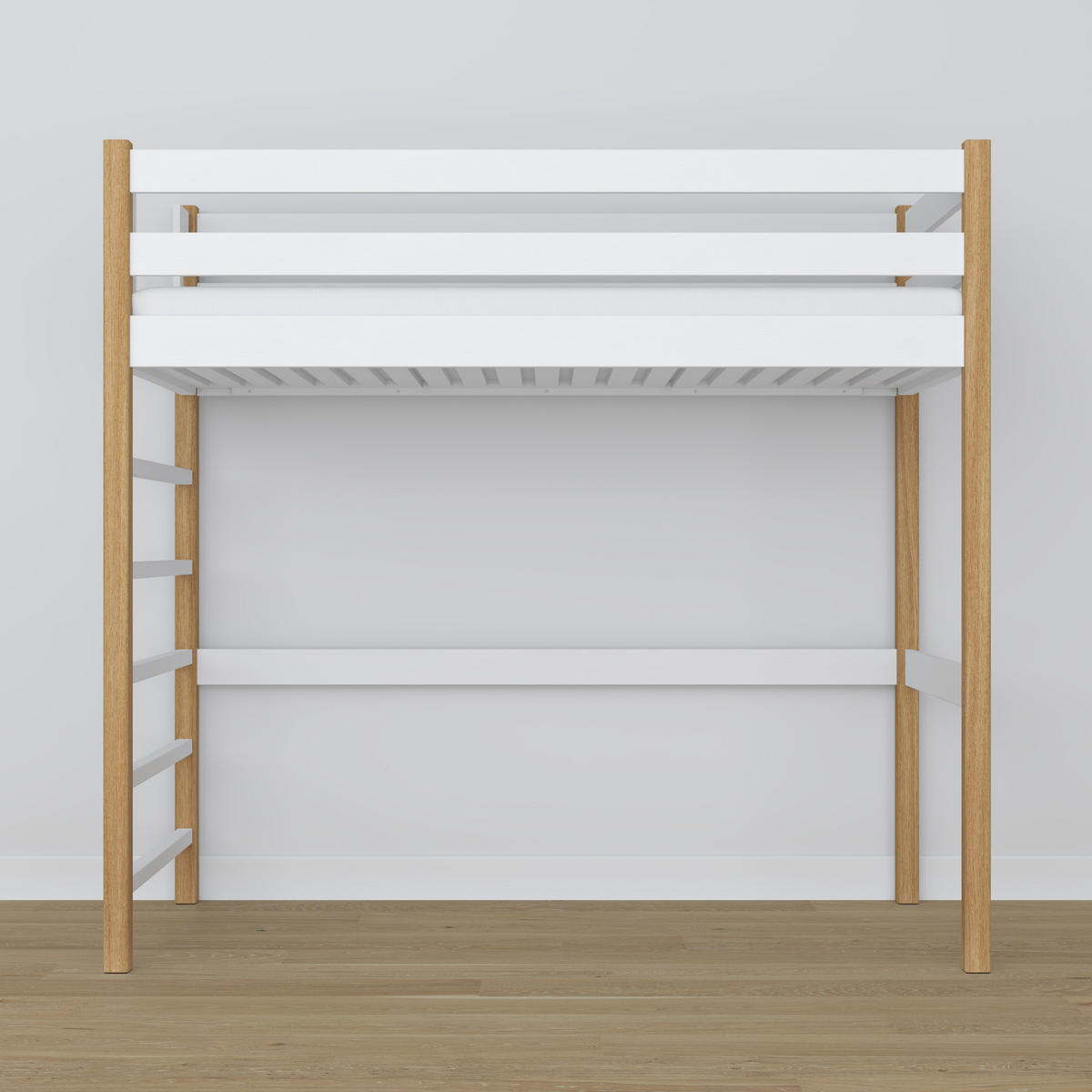 HOCHBETT N01 Weiß / Eiche Natur 90/200 - Eiche Artisan/Weiß, Naturmaterialien/Holz (90/200cm) - N-Wood