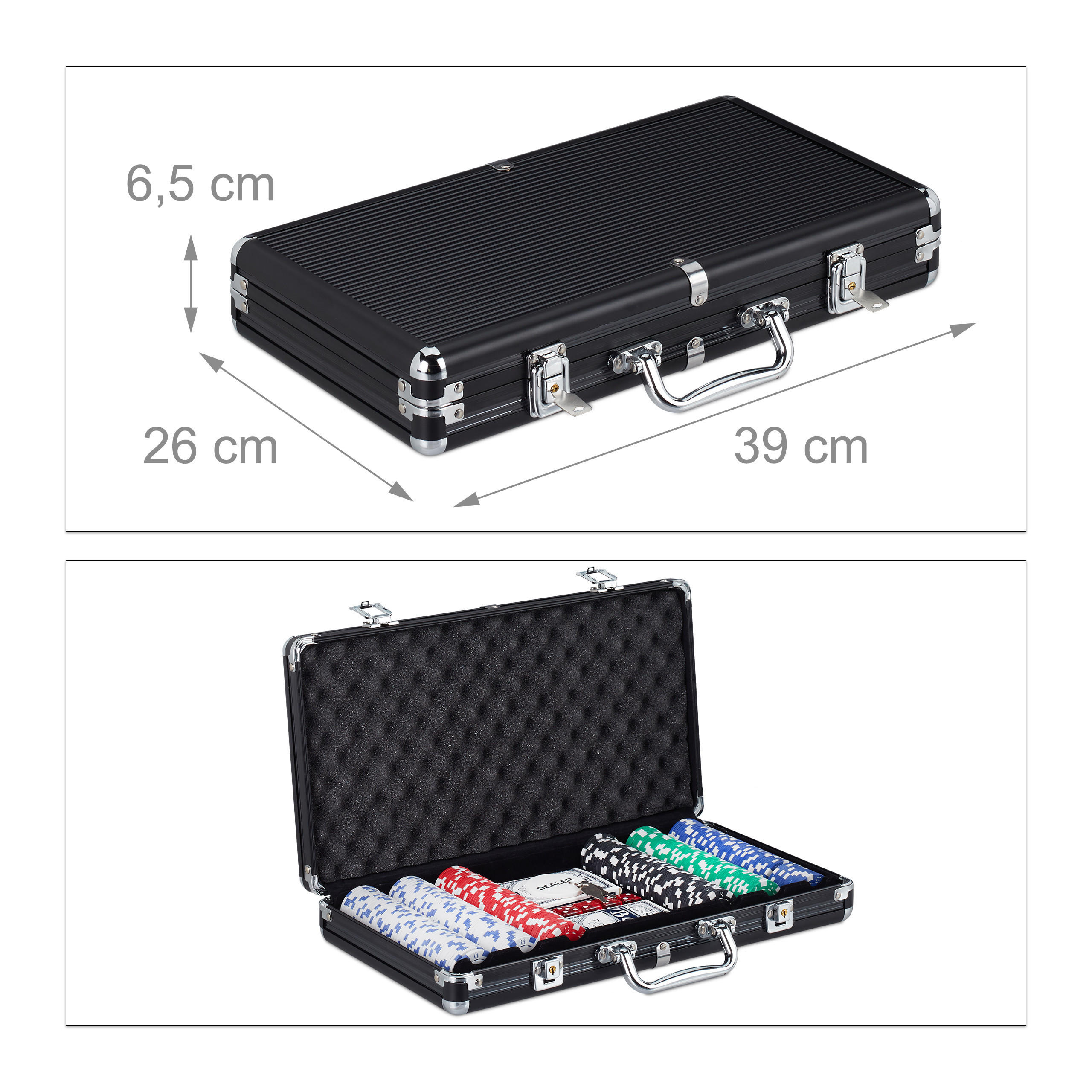 Thumbnail - Relaxdays Pokerkoffer, Schwarz, Kunststoff, 39x6.5 cm, Spielzeug, Kinderspielzeug, Kinderspiele