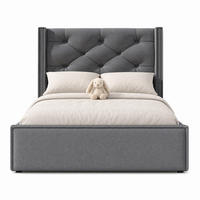 POLSTERBETT 90/200 cm in Grau mit Bettkasten Retro-Design - Grau, Holzwerkstoff/Textil (90/200cm) - STILVORA
