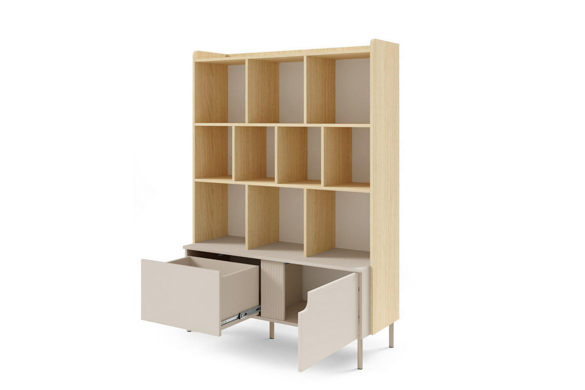 BÜCHERREGAL PAURO 05 113/160/42 cm in Eiche Mavelie / Macadamia - Eichefarben/Beige, Holzwerkstoff (113/160/42cm) - Deine Möbel 24