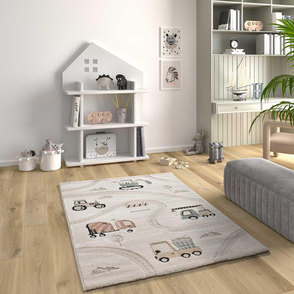 KINDERTEPPICH Beige Clown 120/170 cm - Multicolor/Weiß, Textil (120/170cm) - Atticgo