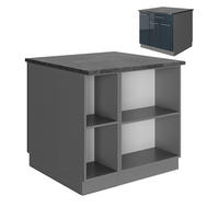 KÜCHENINSEL Fame-Line Dunkelblau Hochglanz 90 cm mit Schublade ohne AP - Anthrazit/Dunkelblau, Holzwerkstoff (90/82/60cm) - Vicco