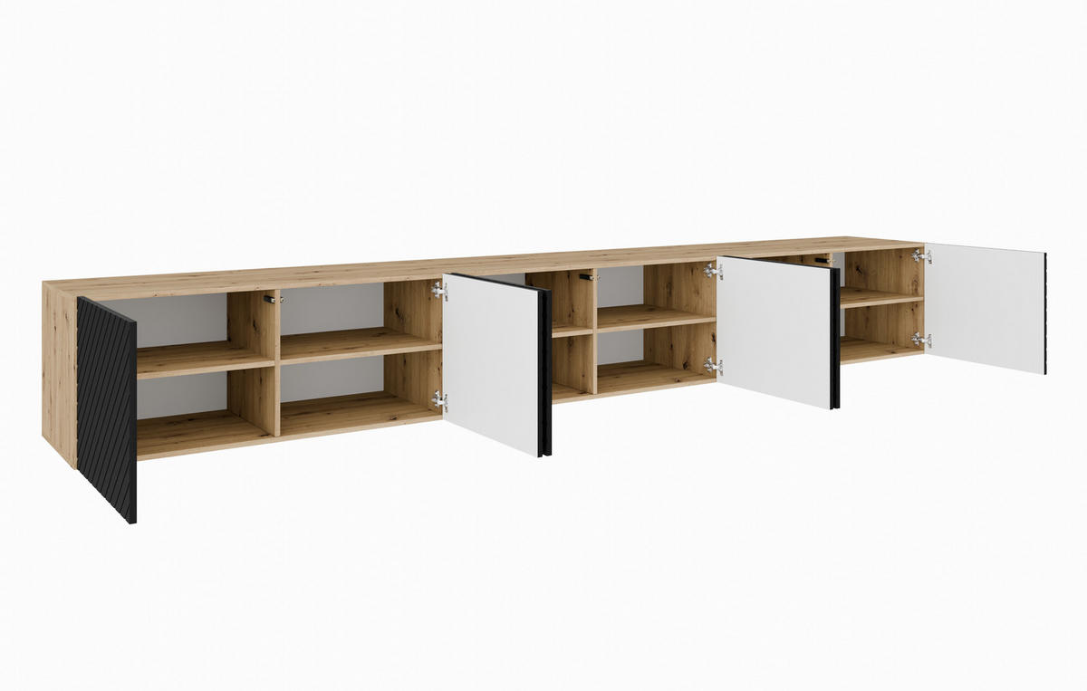 TV-SCHRANK KLER - Schwarz/Eiche Artisan, Holzwerkstoff (300/41/40cm) - Meblini