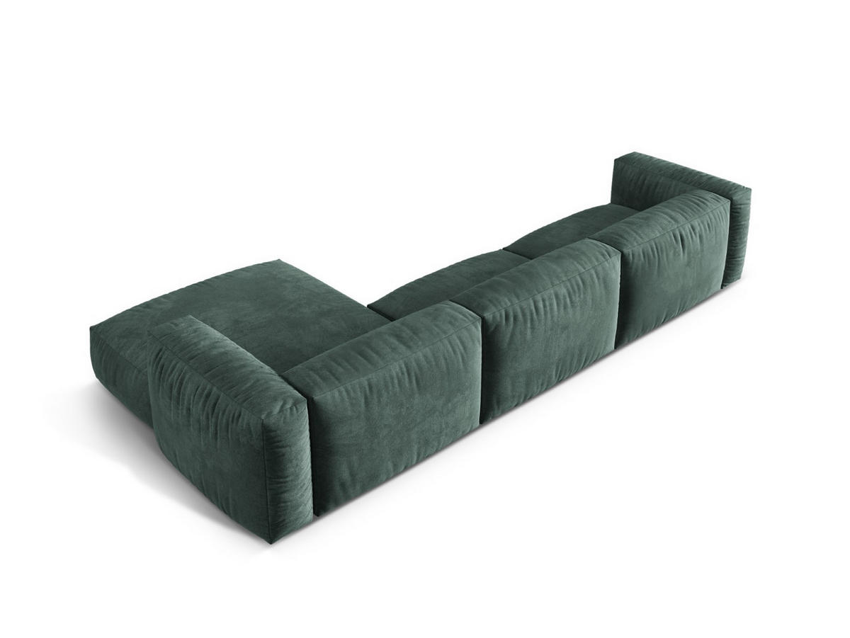 ECKSOFA modular rechts Martina aus Samt petrol 3 Sitzplätze - Salbeigrün, Textil (176/332cm) - Micadoni