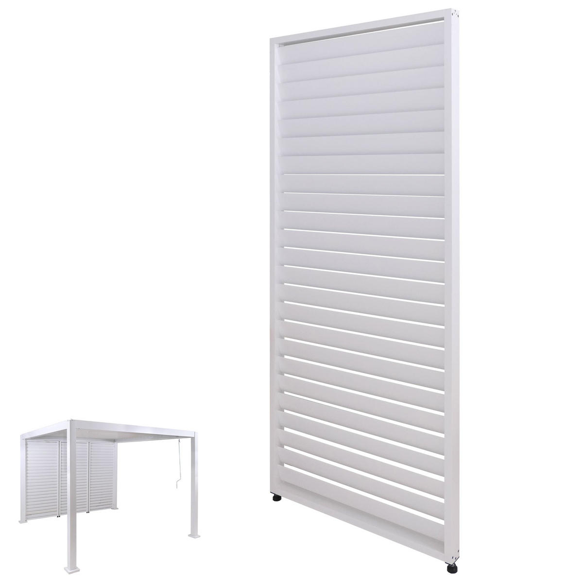 LAMELLENWAND für Pergola 220x90cm Weiß - Weiß, Metall (90/220/6cm) - BERLINLODGE