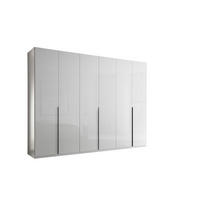 DREHTÜRENSCHRANK Camoleo mit Weiß Hochglanz 6 türiger Kleiderschrank mit Hoteleinteilung und Schubkästen - Weiß/Grau, Holzwerkstoff (302/225/58cm)