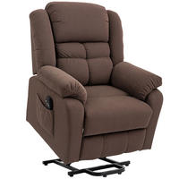 RELAXSESSEL, Fernsehsessel mit Aufstehhilfe, Liege-, Massage- und Heizfunktion - Dunkelbraun/Schwarz, Textil/Metall (92/104/102cm) - HOMCOM