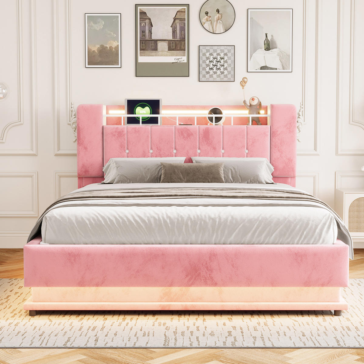 POLSTERBETT 160/200 cm Rosa - Pink, Textil