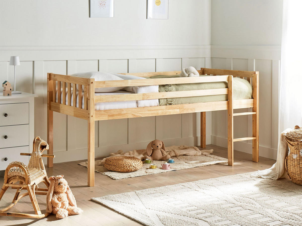 HALBHOCHBETT 90x200 cm Heller Holzfarbton Peipin - Hellbraun, Holz (90/200cm) - Beliani
