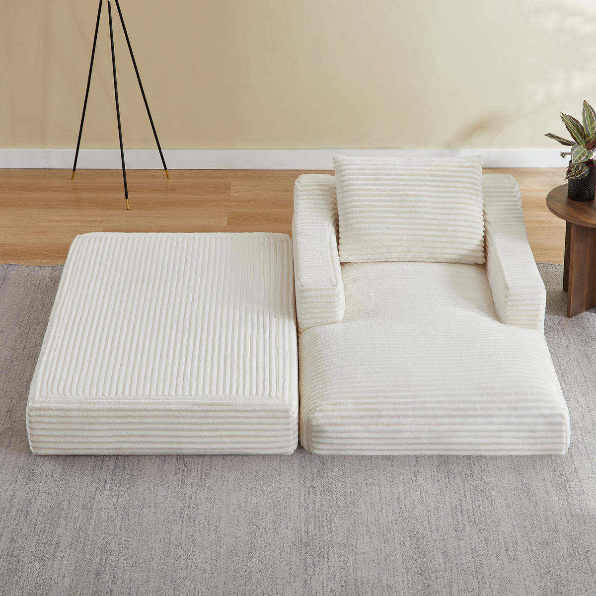 SOFAELEMENT 160/100/85 cm Weiß Cord mit Aufbewahrungstasche - Weiß, Textil (162/68/100cm) - Oxeza