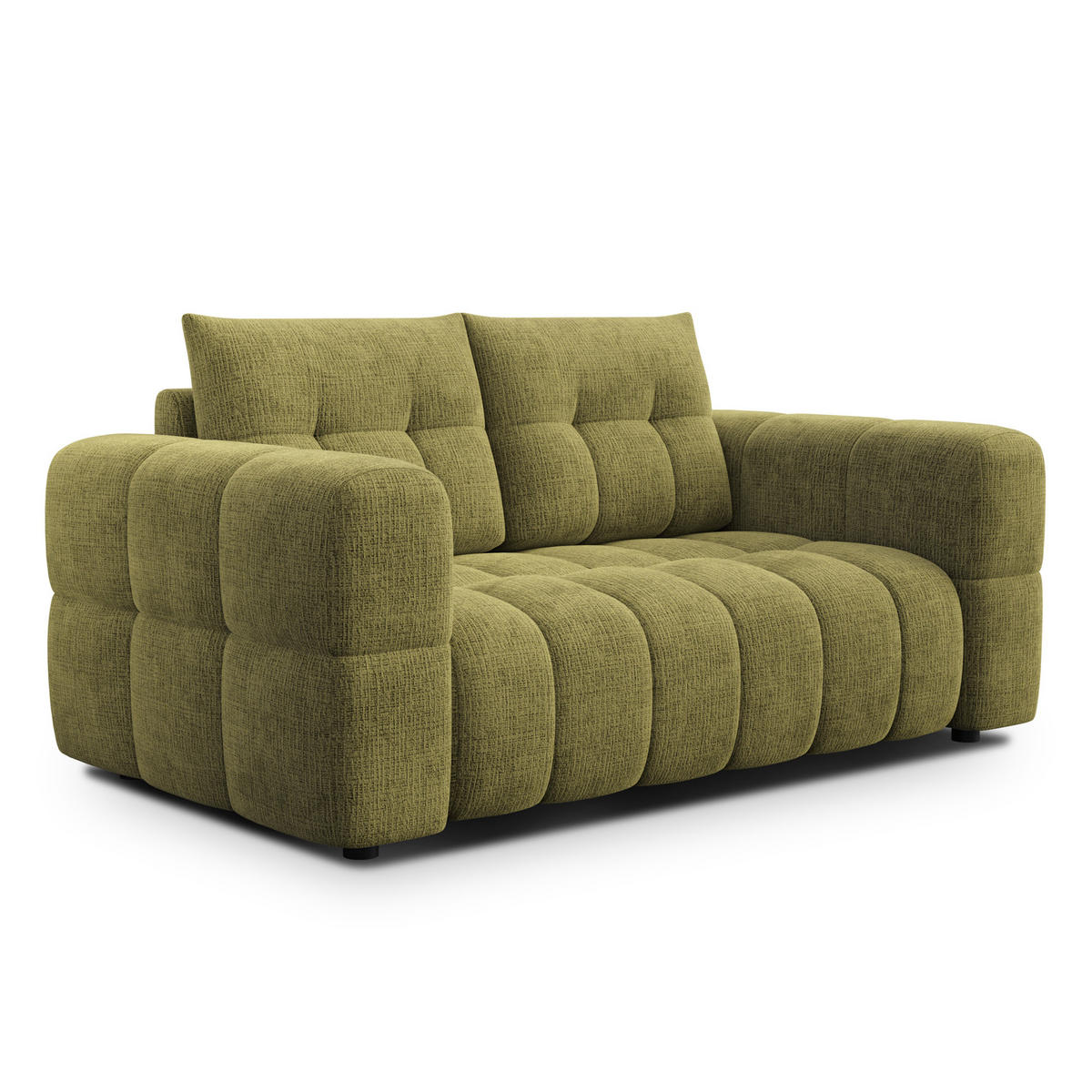 SOFA CLOUDI 2-Sitzer, olivgrün - Schwarz/Olivgrün, Holz/Textil (181/89/104cm) - Courtois Laville
