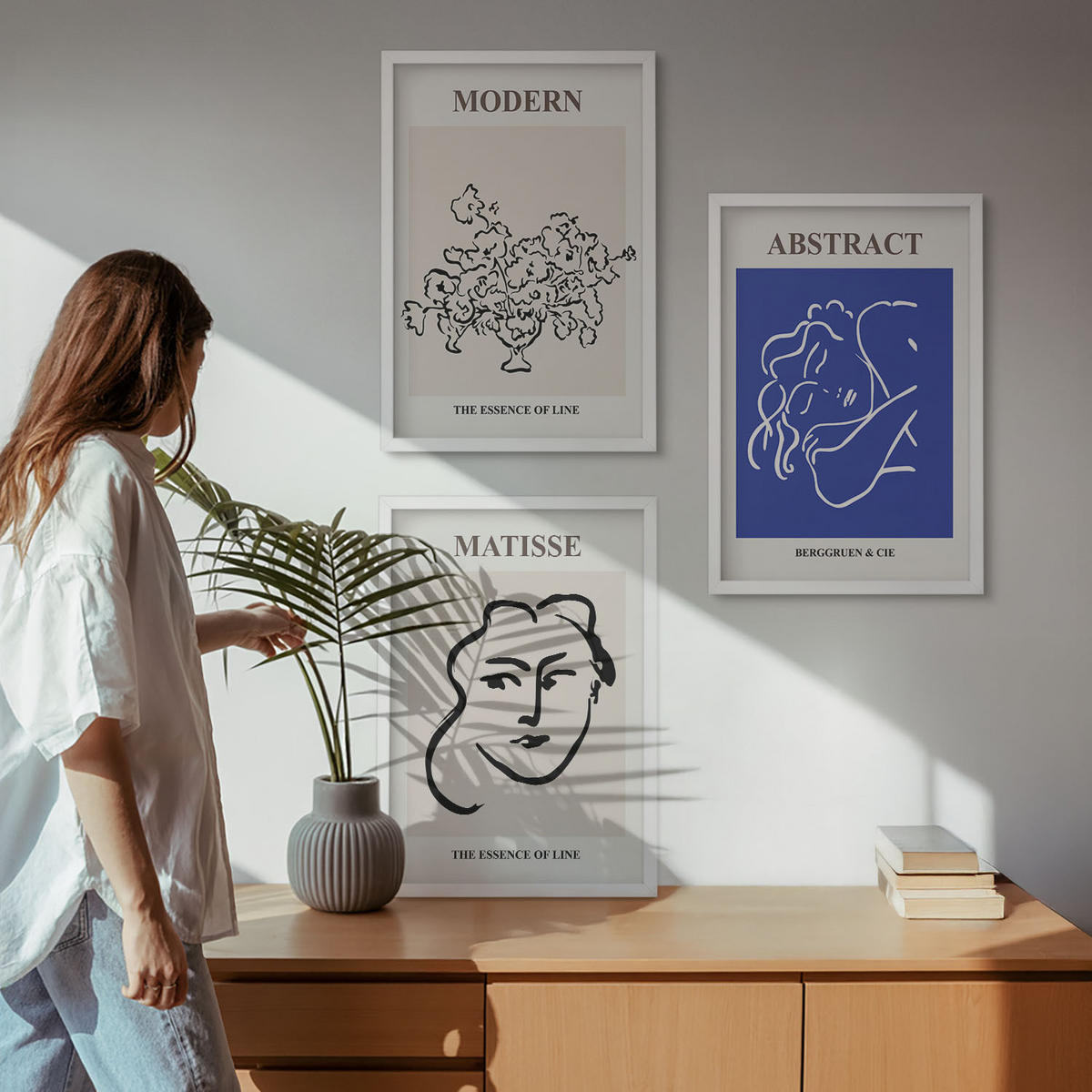 WANDBILDER 3er-Set - 40x60 cm Weißer Rahmen - Matisses moderne Plakate - Weiß, Kunststoff (40/60cm) - ArtPrintCave