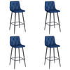 BARHOCKER 4er Set Marineblaues Velours, Gepolsterte Rückenlehne, Bequem Und Modernes Design Für Die Küche Oder Die Theke - Blau, Textil (46/104/33cm) - Best For Home