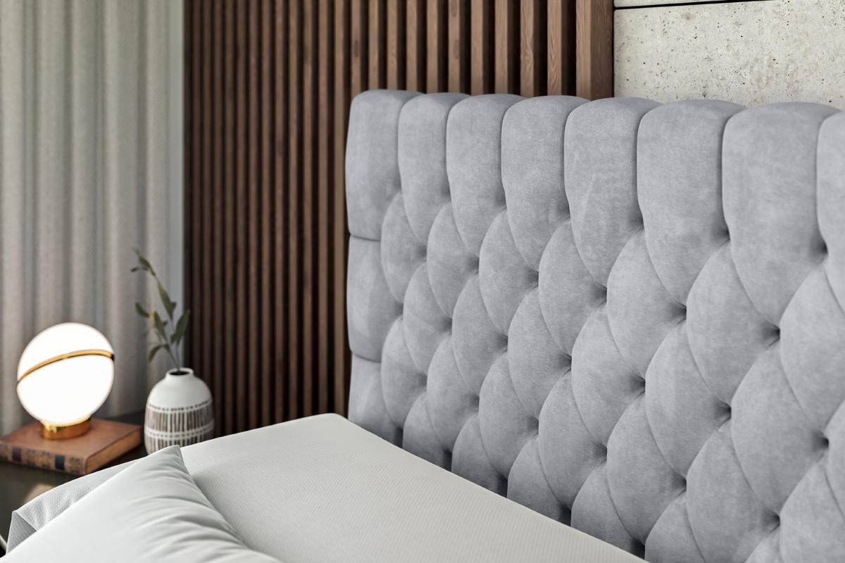 BOXBETT mit Matratze H3 und Lattenrost - SERENE - 120x200 Grau - Hellgrau, Holzwerkstoff (120/200cm) - ALTDECOR