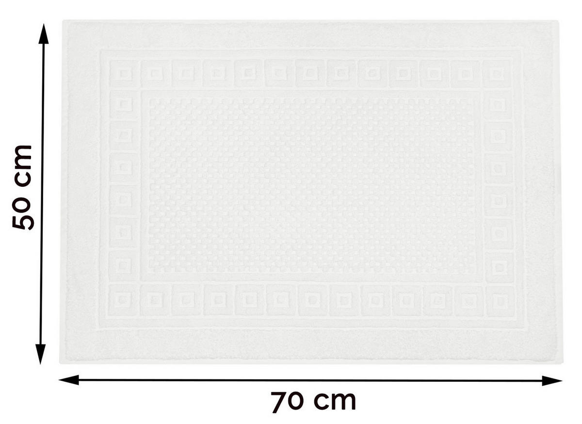 BADEMATTE, 2er-Set, 50x70 cm, 100% Baumwolle, Weiß - Weiß, Textil (50/70cm) - Zollner