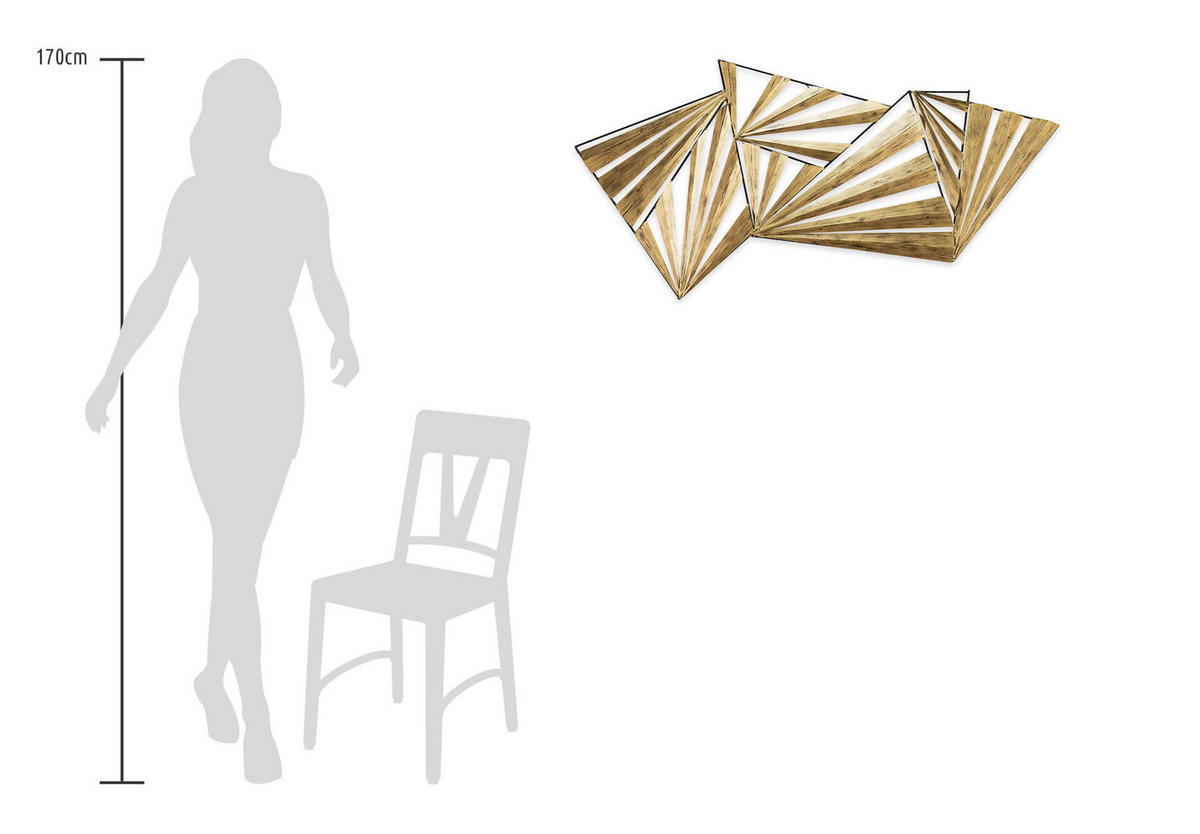 WANDDEKO Gold 110/56 cm - Goldfarben, Metall (3.11/56/5cm) - KUNSTLOFT