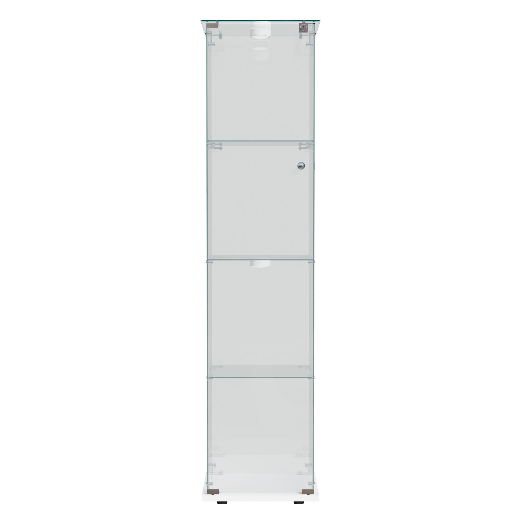 SHOPENTRA VITRÍNA 40x163cm s bodovými světly, tvrzené bezpečnostní sklo, uzamykatelná, bílá