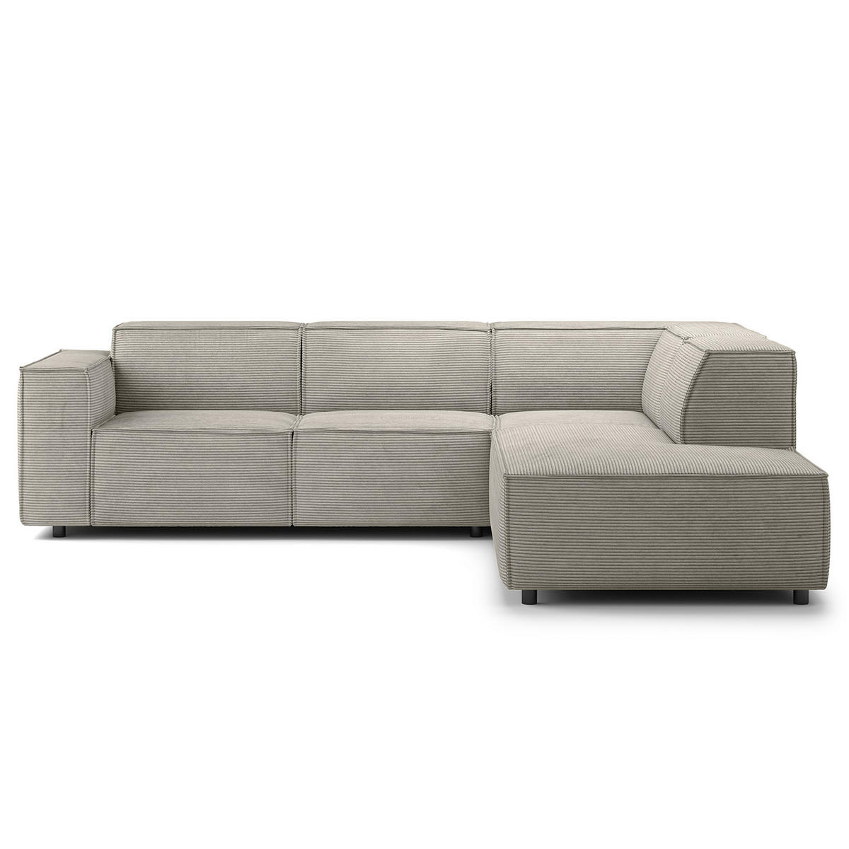 ECKSOFA mit Ottomane - Graubraun/Schwarz, Kunststoff/Textil (260/234cm) - home24