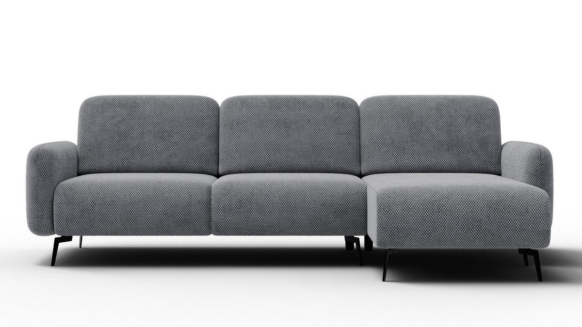 ECKSOFA FEBE 4-Sitzer rechts, grau - Schwarz/Grau, Holz/Textil (264/157cm) - Courtois Laville