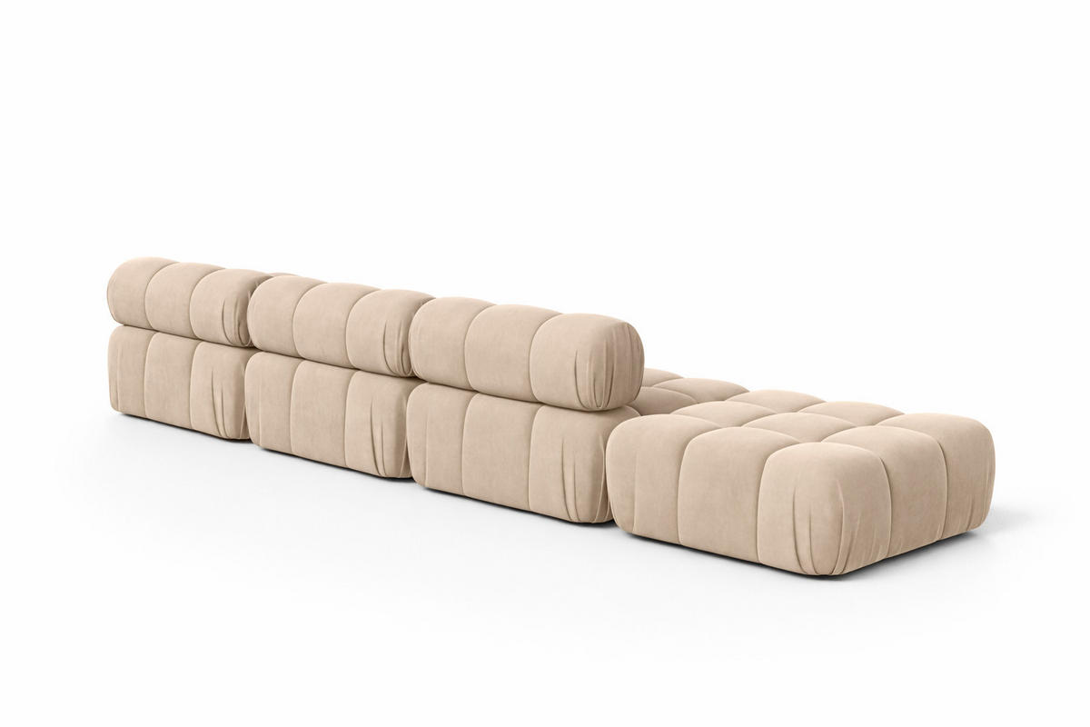 ECKSOFA L-Form XL, Stoff Velours Salvador, Beige, Rechts, Selia L XL - Beige, Holz (380/160cm) - Kaiser Möbel