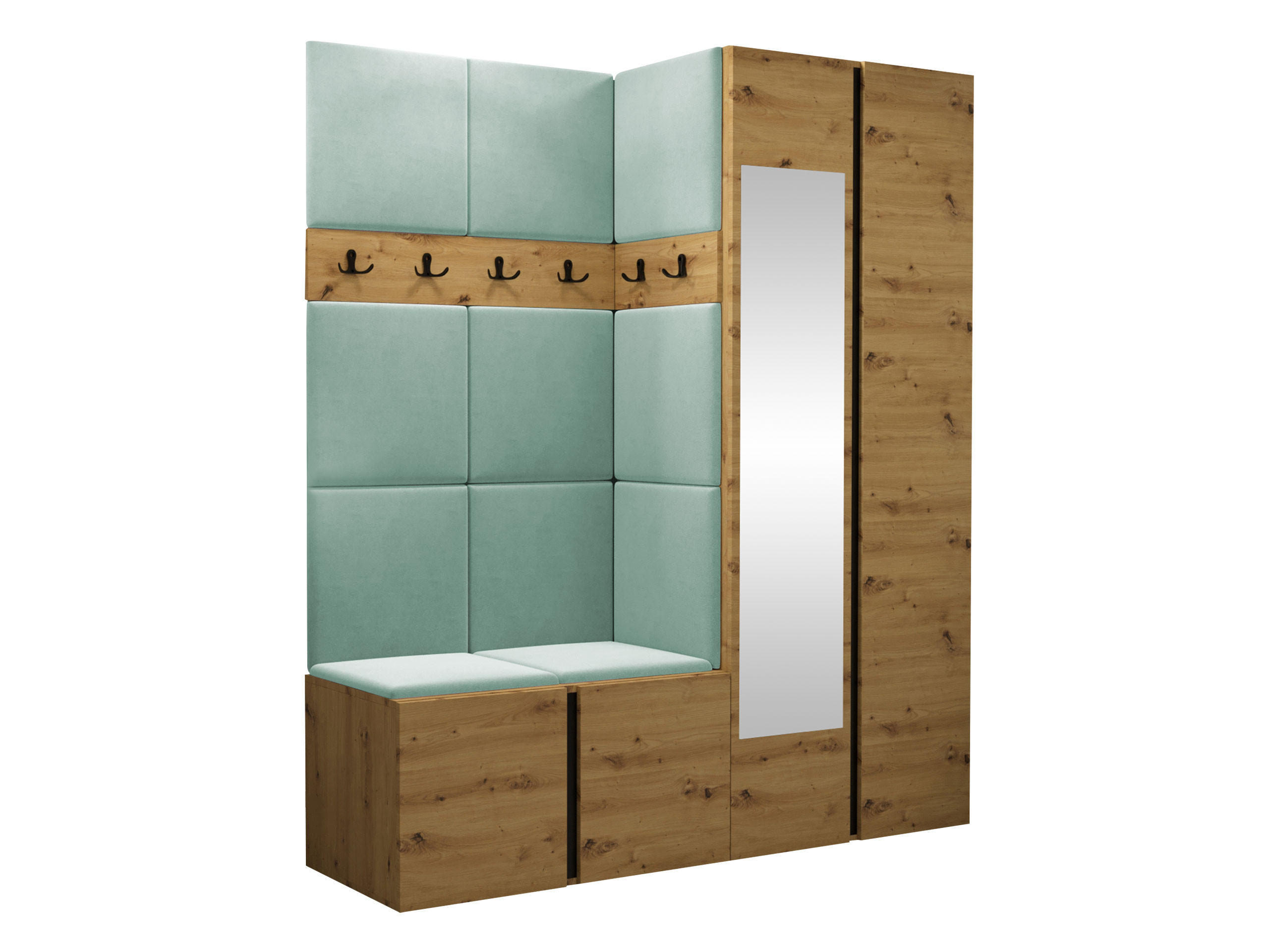 GARDEROBEN-SET Orion XII - Eiche Artisan/Mintgrün, Holzwerkstoff/Kunststoff (158/186/46cm) - MIRJAN24