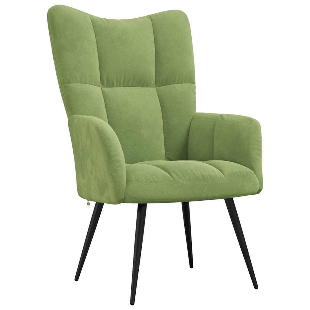 RELAXSESSEL Hellgrün Samt - Grün, Naturmaterialen (70/96.5/61cm) - vidaXL
