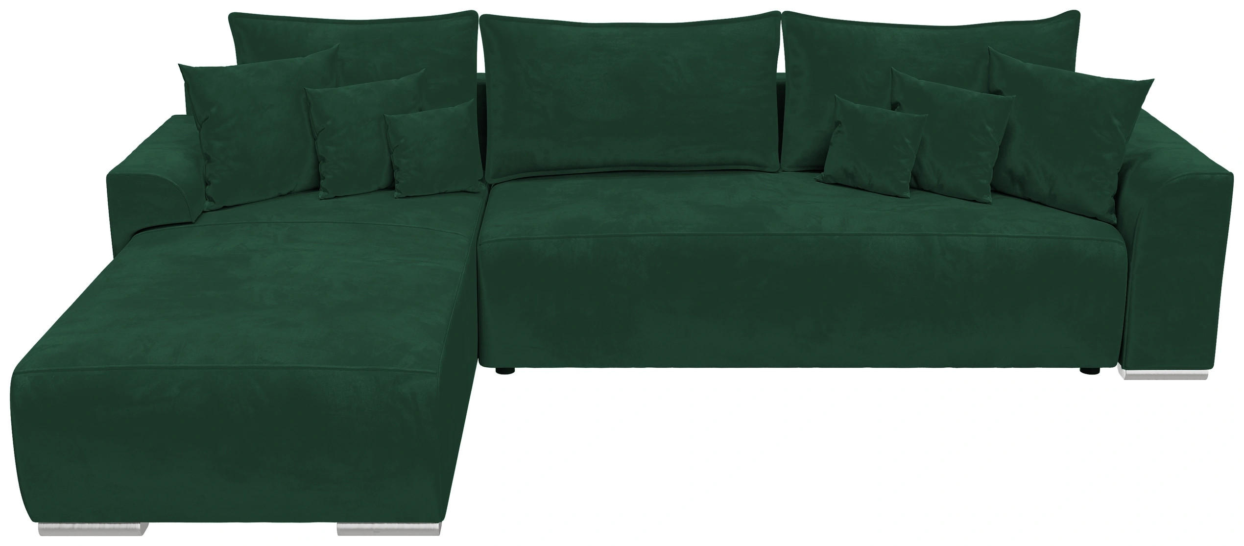 ECKSOFA Sydney mit Schlaffunktion Grün Plüsch - Grün, Textil (280/184cm) - Bromarkt
