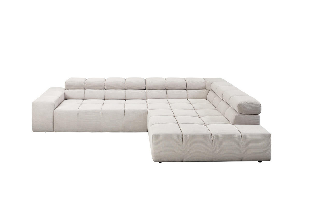 ECKSOFA NEVADA Silber Cord - Silberfarben/Schwarz, Kunststoff/Textil (319/215cm) - KAWOLA