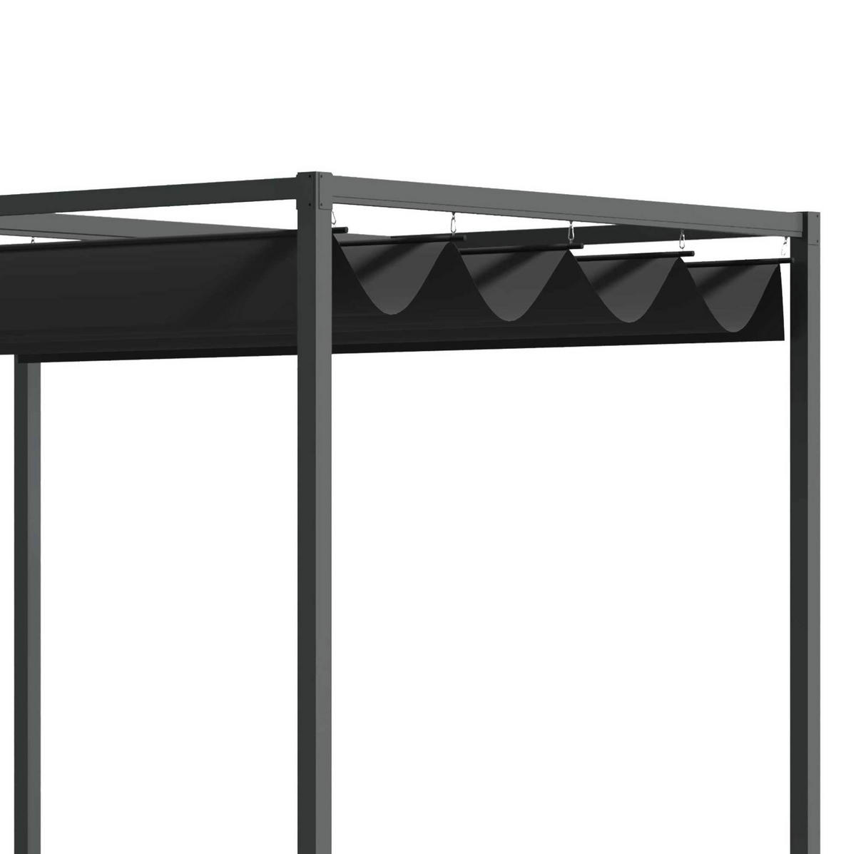 ZAHRADNÍ pergola 298/213/221 cm s posuvnou střechou a UV ochranou, Černá - černá, kov (298/221/213cm) - Redom