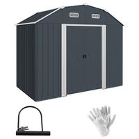 GERÄTEHAUS aus Stahl, 2,7 m² Geräteschuppen mit UV-Schutz, Gartenschrank, Dunkelgrau - Dunkelgrau, Metall (132/198.5/238cm) - Outsunny