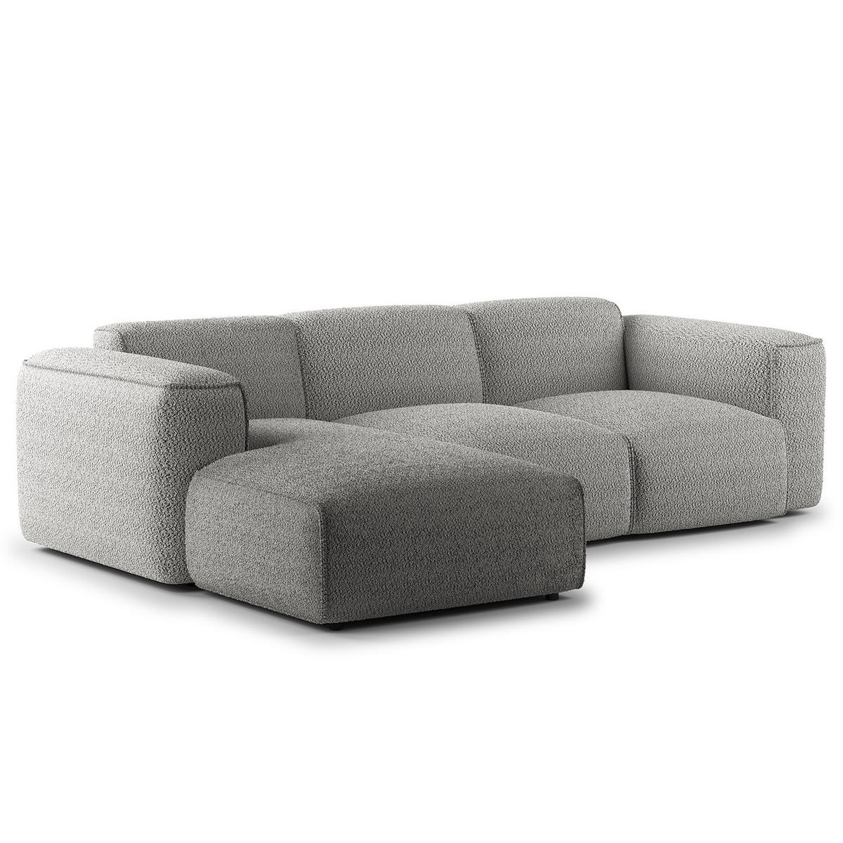 3-SITZER ECKSOFA mit Longchair - Schwarz/Grau, Kunststoff/Textil (251/173cm) - home24